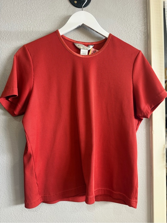 Allison Daley Tops - Allison Daley Coral-Red Short Sleeve Ribbed Tee